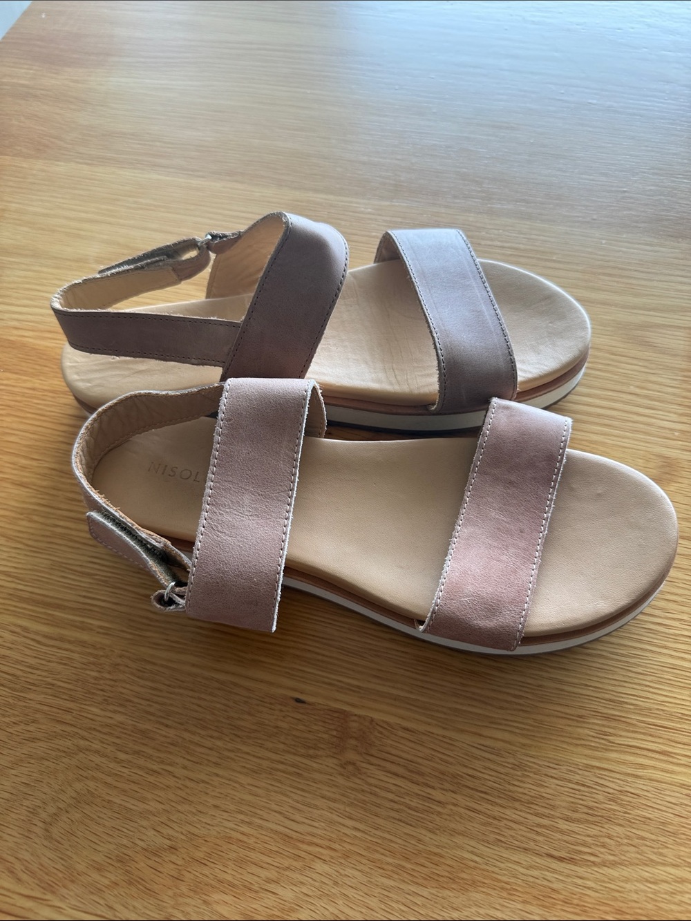 Nisolo Two-Strap Sandals in Dusty Mauve